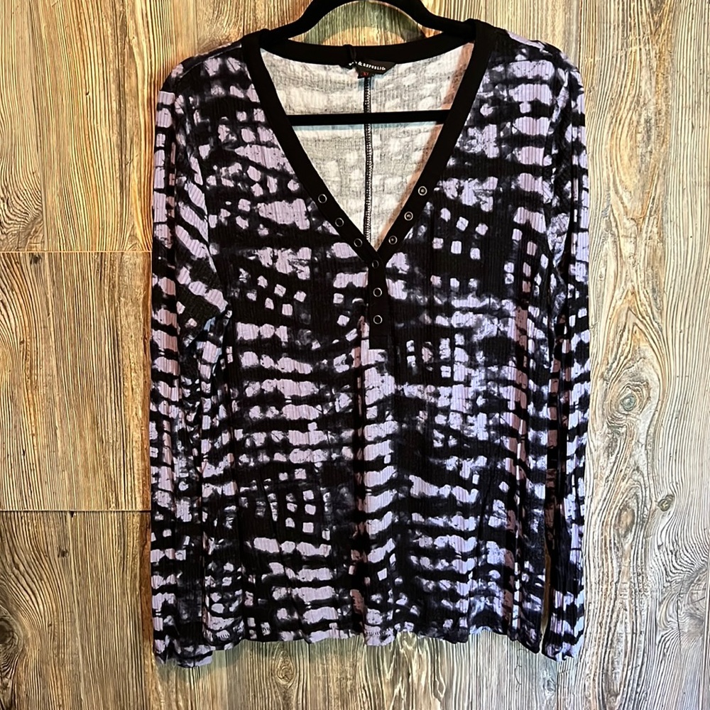 Rock & Republic. Long sleeve , tye dye, waffle knit Tee